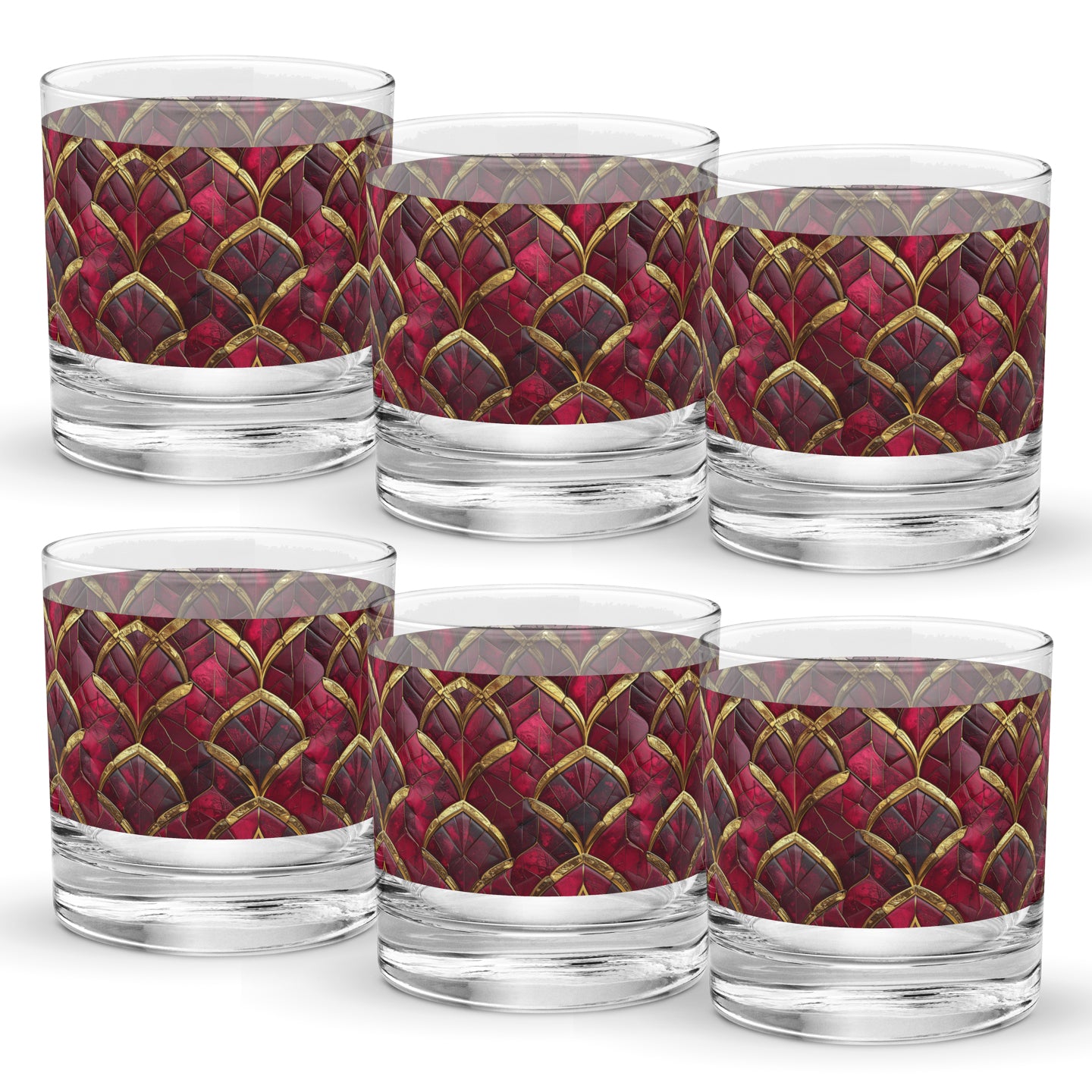 Crimson Jewels Rocks Glass