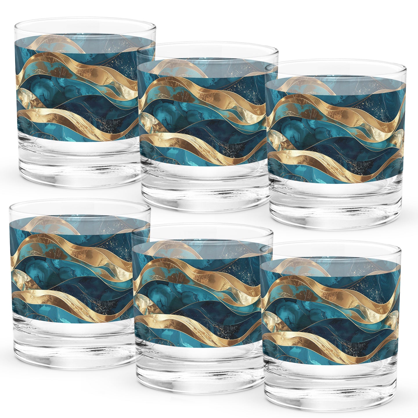 Opulent Teal Rocks Glass | Signature Design