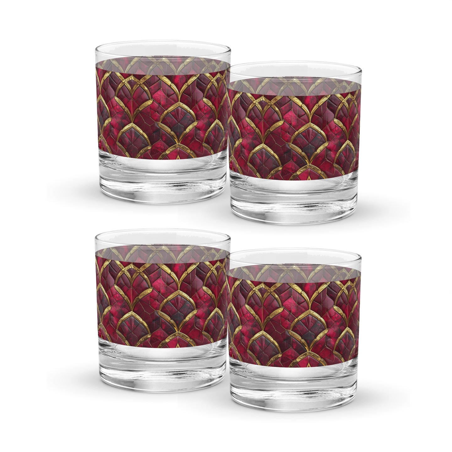 Crimson Jewels Rocks Glass