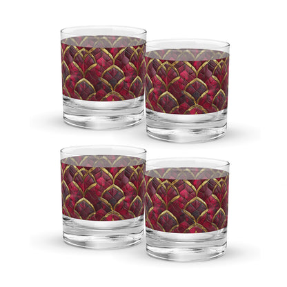 Crimson Jewels Rocks Glass