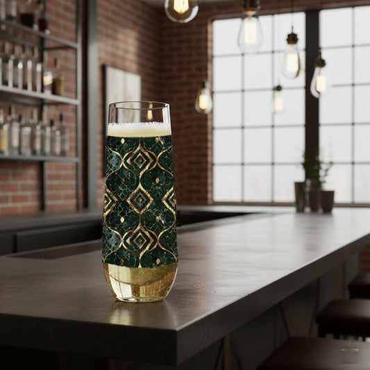 Malachite Enigma Stemless Champagne Glass