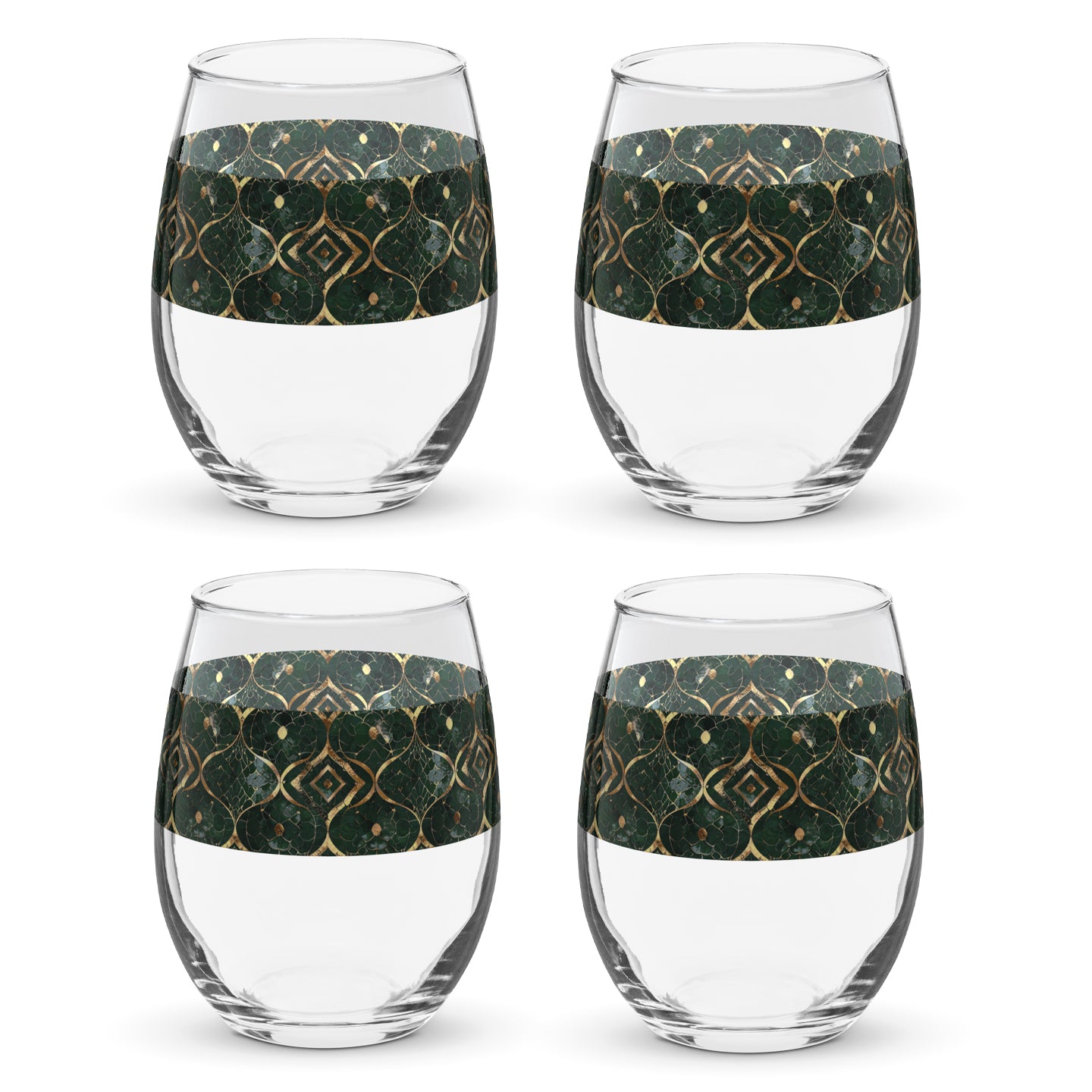 Malachite Enigma Stemless Wine Glass