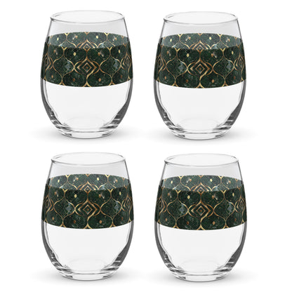 Malachite Enigma Stemless Wine Glass