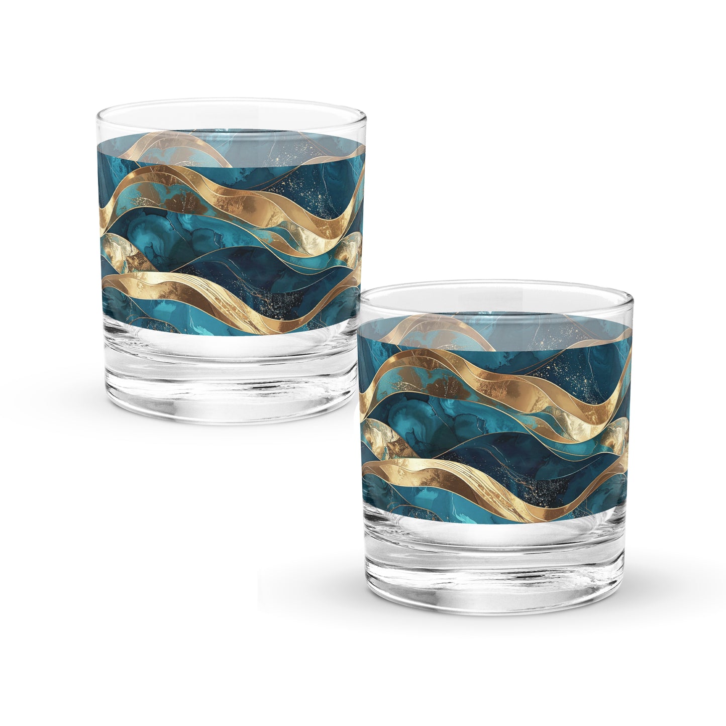 Opulent Teal Rocks Glass | Signature Design