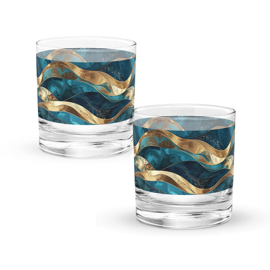 Opulent Teal Rocks Glass