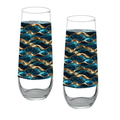 Opulent Teal Stemless Champagne Glass | Signature Design