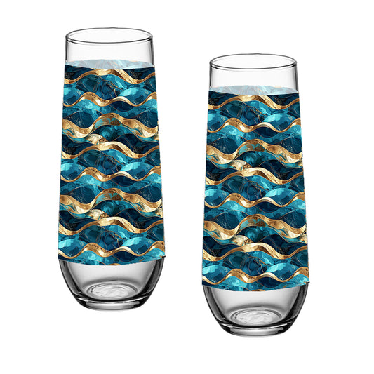 Opulent Teal Stemless Champagne Glass