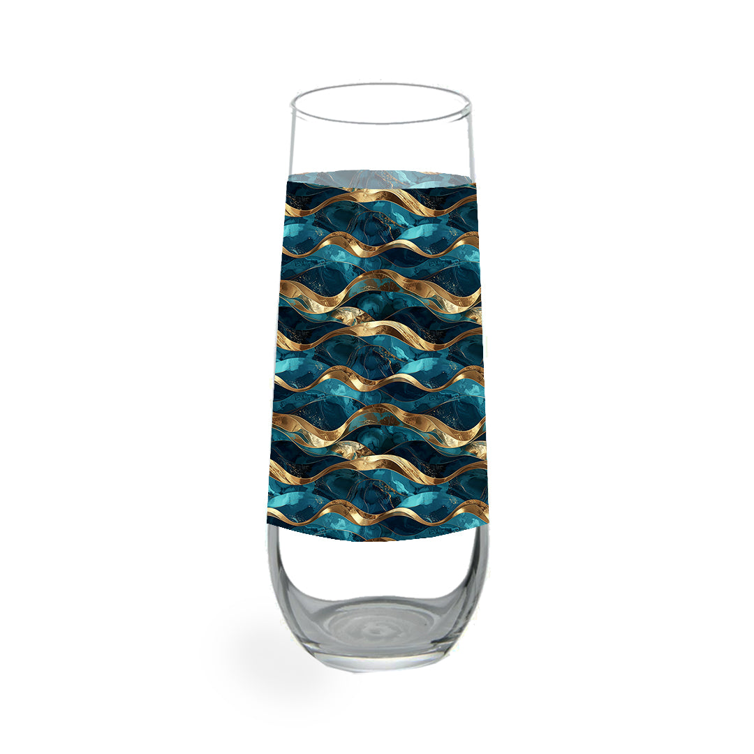 Opulent Teal Stemless Champagne Glass | Signature Design
