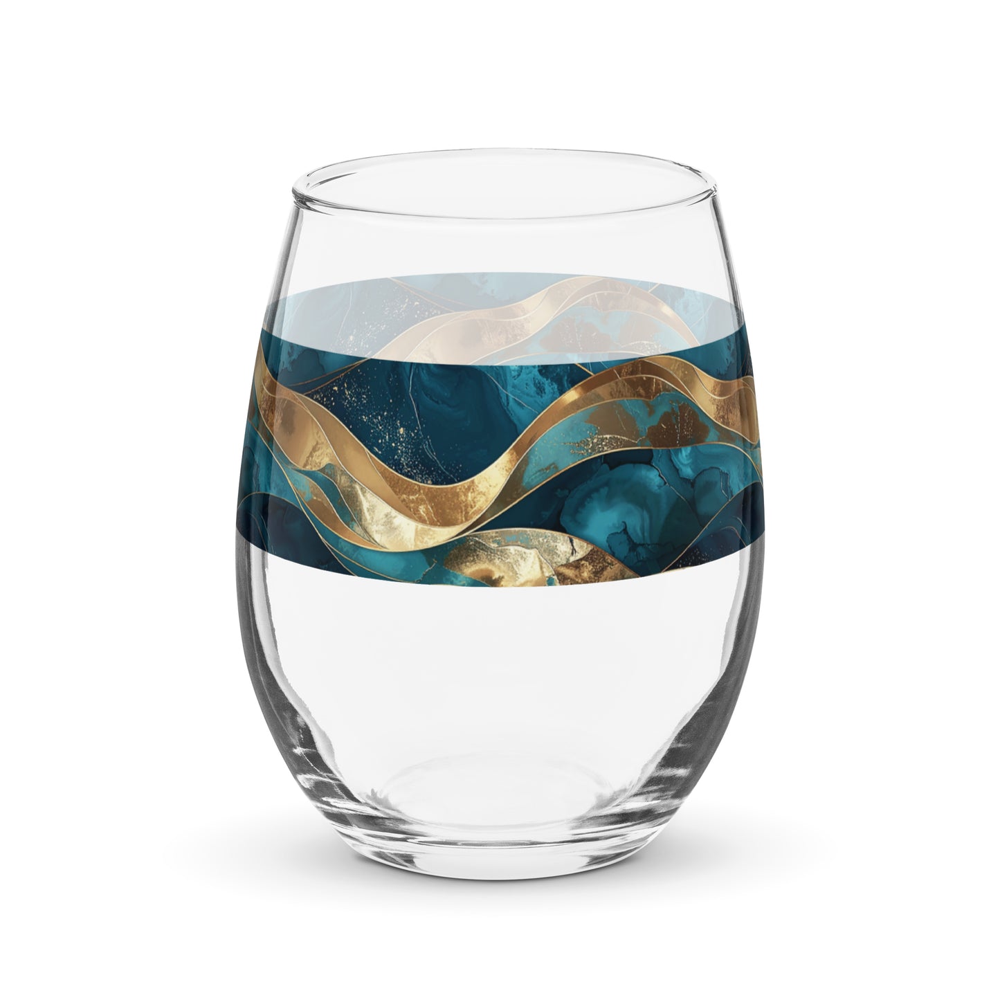 Opulent Teal Stemless Wine Glass | Signature Design