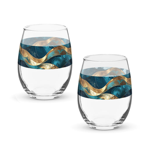 Opulent Teal Stemless Wine Glass