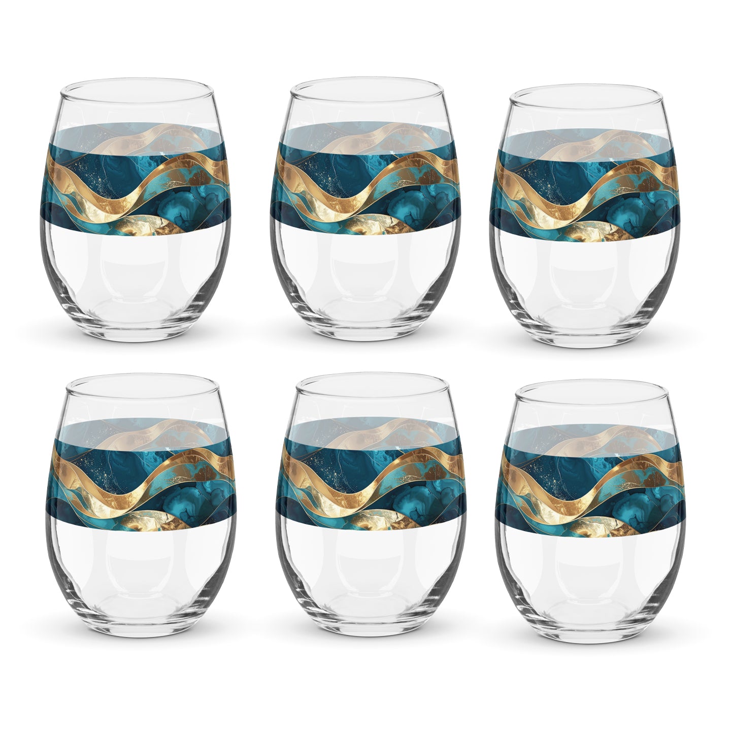 Opulent Teal Stemless Wine Glass | Signature Design