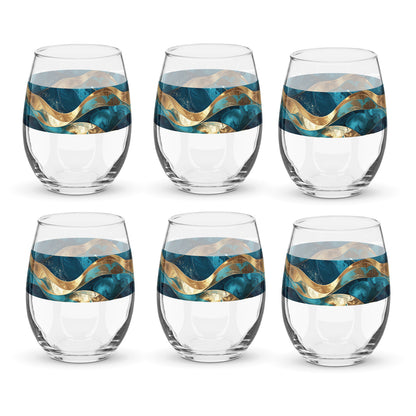 Opulent Teal Stemless Wine Glass | Signature Design