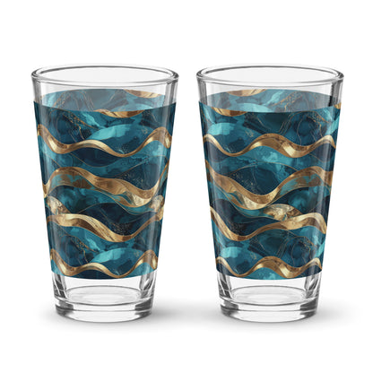 Opulent Teal Pint Beer Glass
